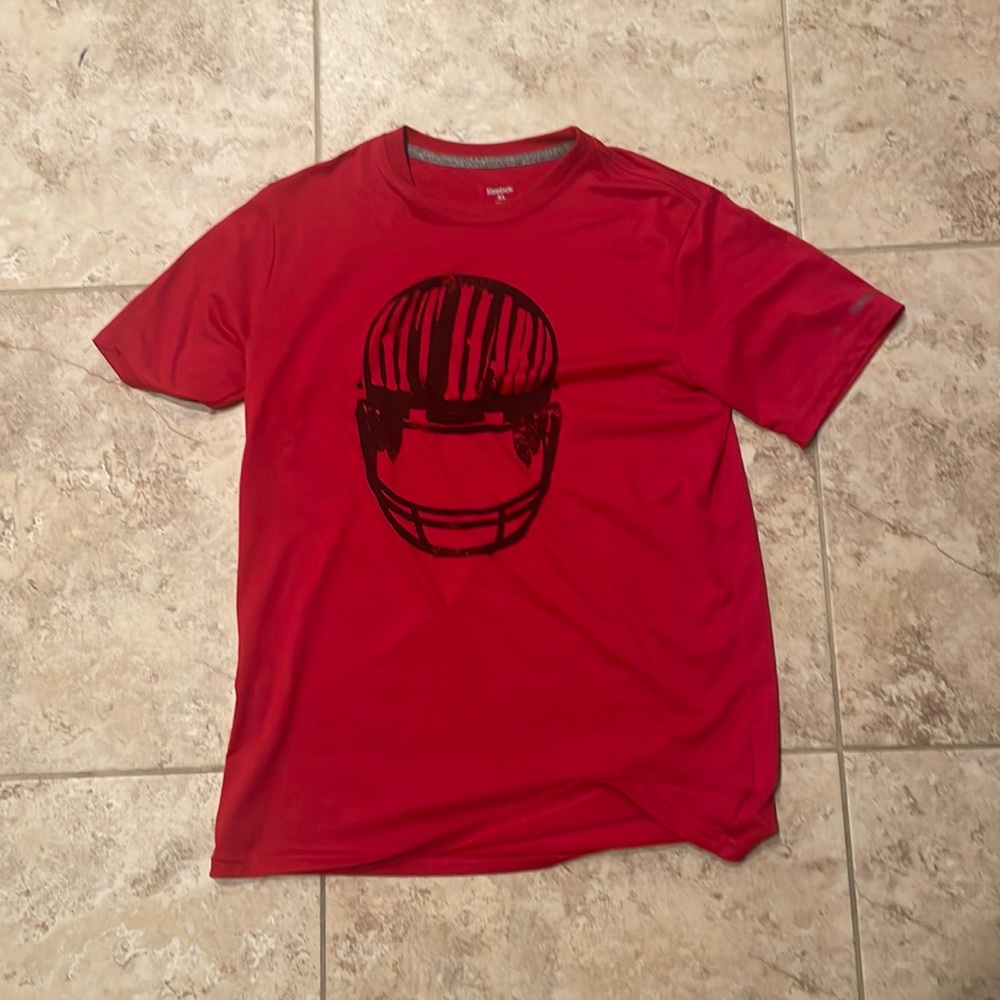 Red Reebok Youth XL Football Helmet Shirt
